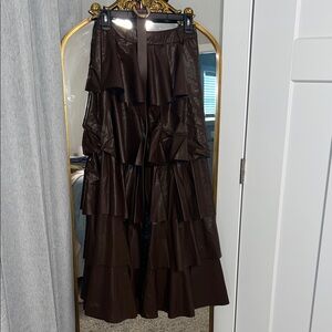 Elegant Brown Tiered Skirt